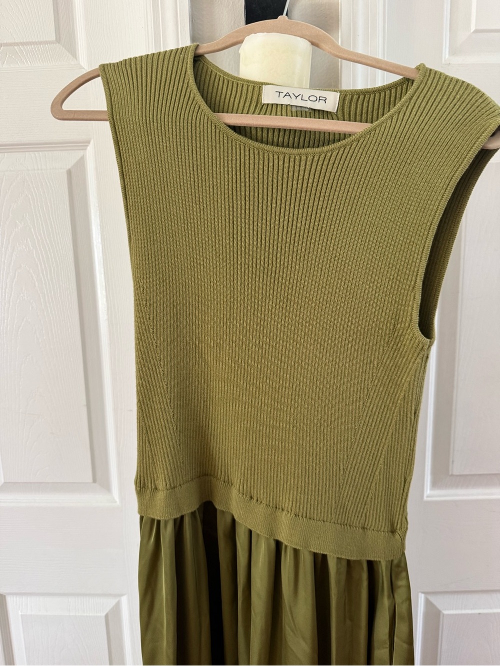 Taylor Olive Ribbed Sleeveless Maxi Dress